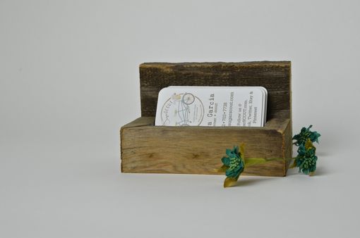Custom Made Custom Reclaimed Wood Business Card Stand