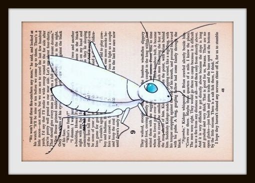 Custom Made White Chinese Cricket On Vintage African Novel Page