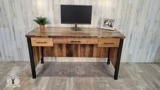 Custom Made Reclaimed Barnwood Desk, Reclaimed Wood Executive Desk