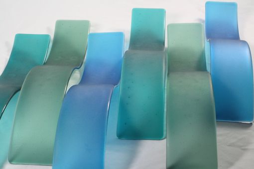 Custom Made Fused Glass Wall Art/ Wave Sculpture- Sea Glass (Set Of 6)