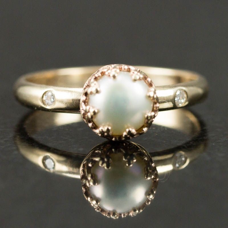 Hand Made 14k Gold Pearl Ring - Gold Pearl Engagement Ring by All Wired ...