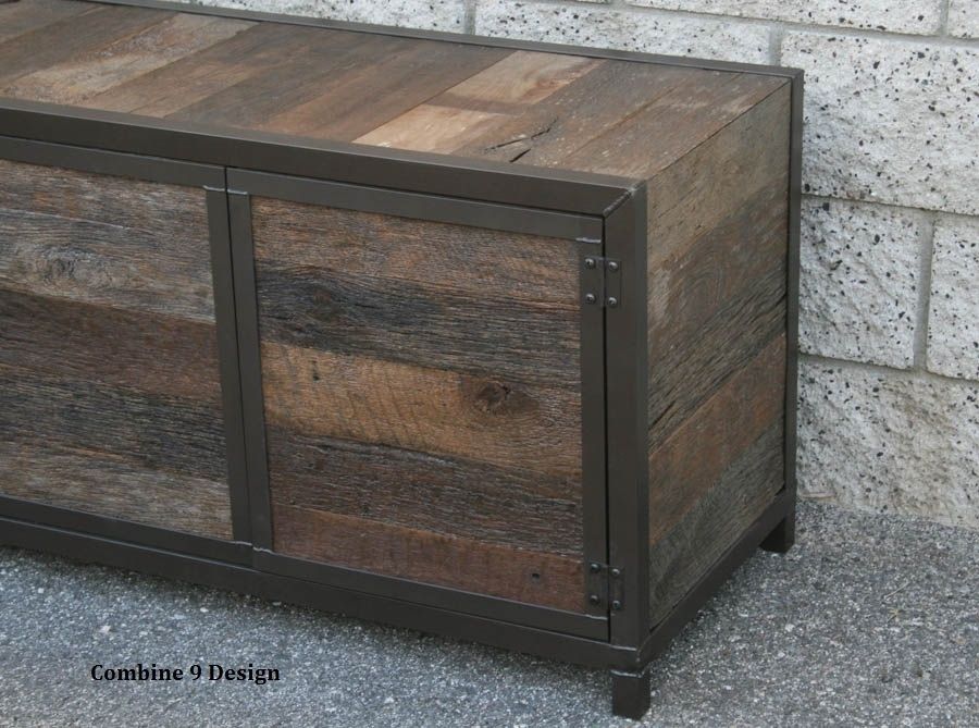 Buy A Hand Made Rustic Industrial Media Console Credenza