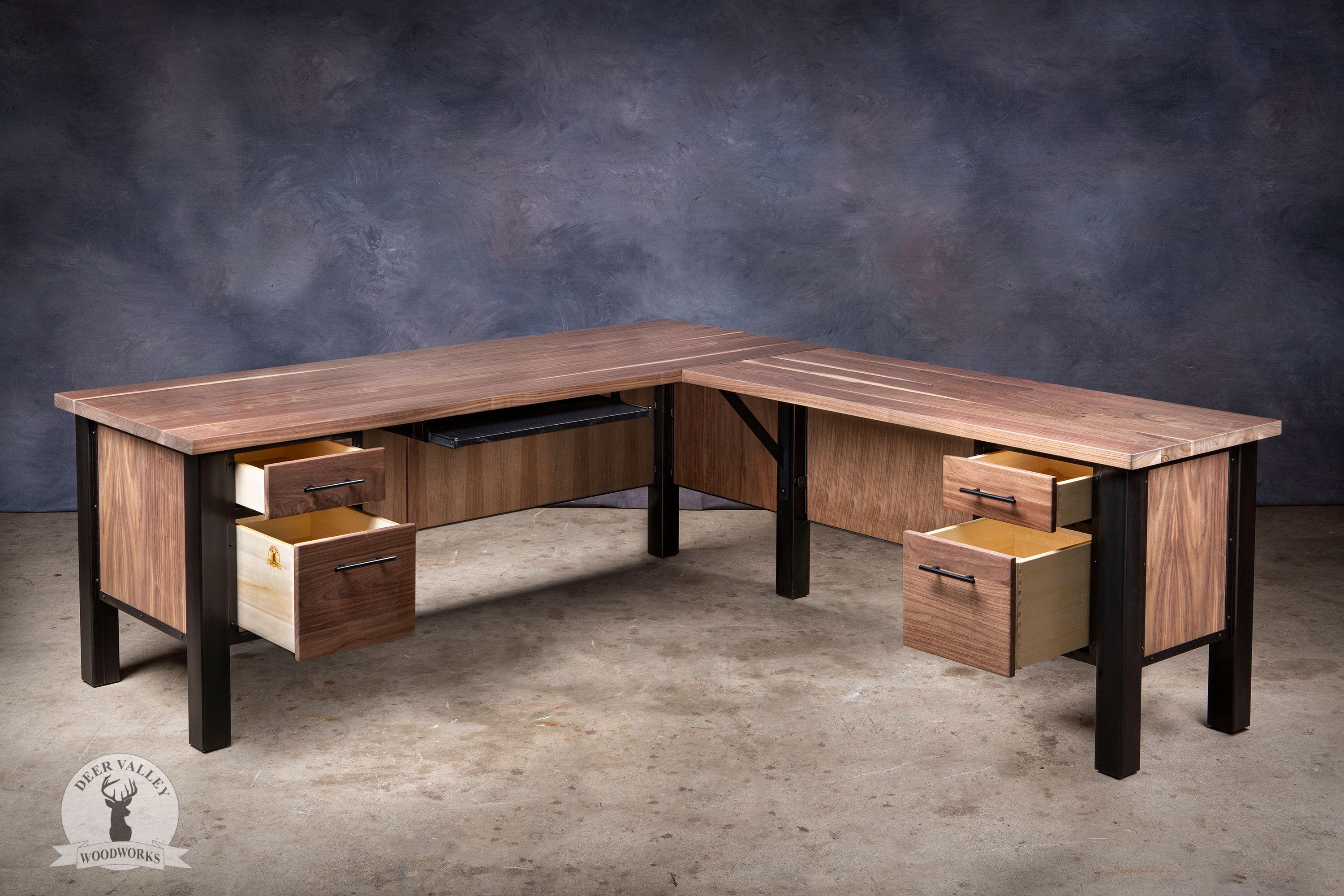 Buy Hand Crafted Walnut Corner Desk, Modern Corner Desk, Office Desk