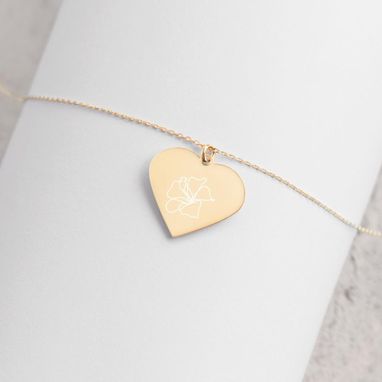 Custom Made Engraved Silver Heart Necklace