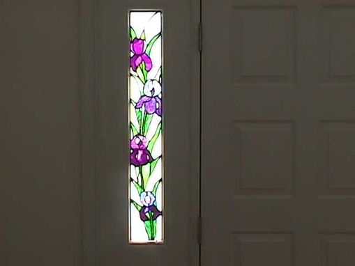 Custom Made Sidelight Stained Glass Window Of Iris