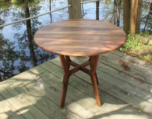 Custom Made Round Collapsible Buffet Dining Table In Walnut