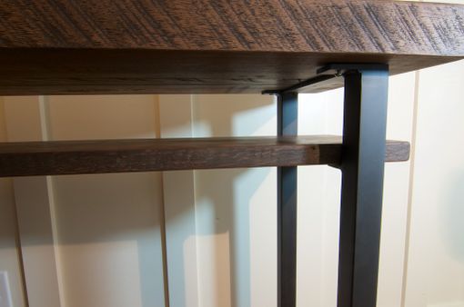custom made reclaimed wood sofa table rustic oak steel design jewelry