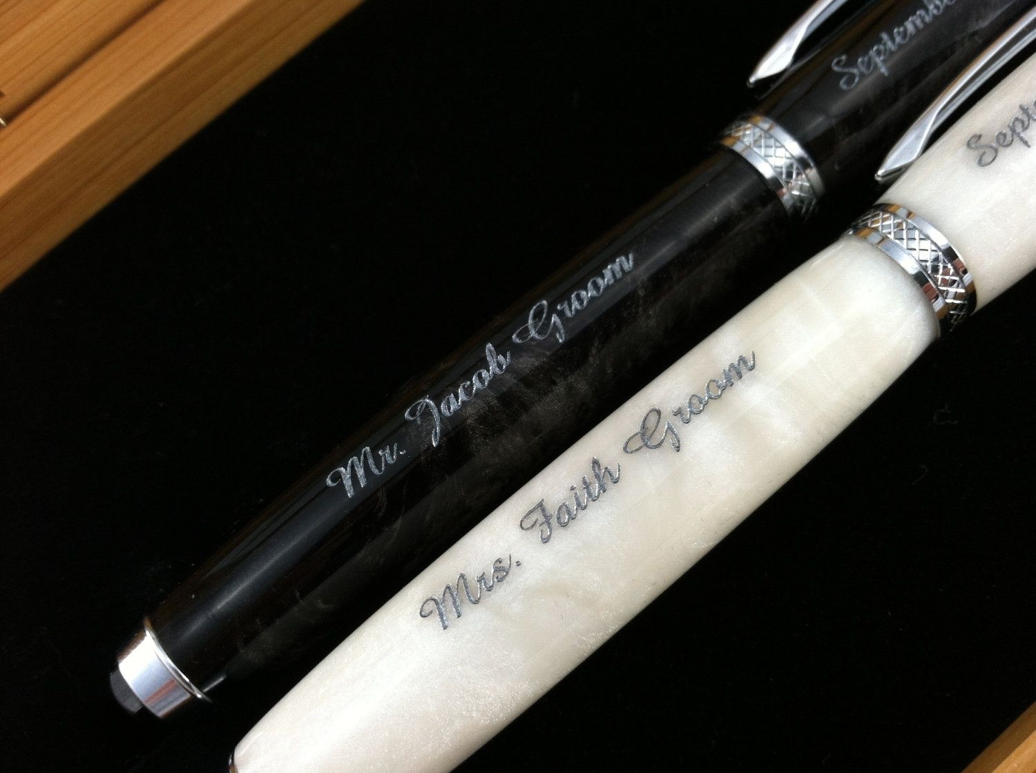 Custom Wedding Guest Book Writing Pens by Farrell Woods, LLC