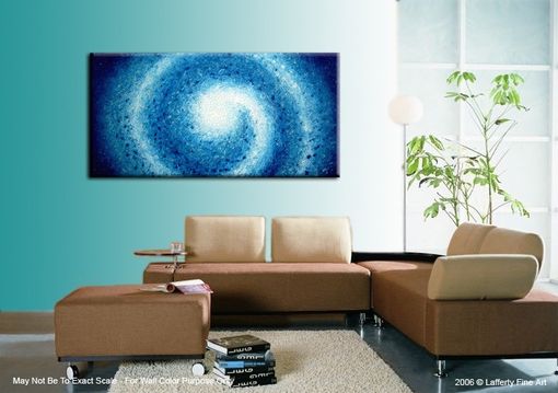 Custom Made Abstract Painting, Original Painting, Blue White Textured Palette Knife Art, Impasto Storm - 24x48