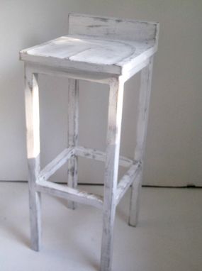 Custom Made Low Back Solid Wood Bar Stools & Dining Chairs In Distressed White Or Dark Walnut