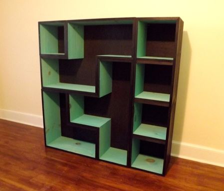 Custom Made Tetris Bookcase- Black/Turquoise