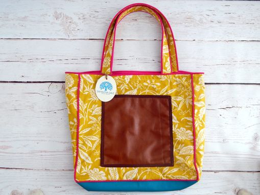 Custom Made Leather And Canvas Large Tote Bag