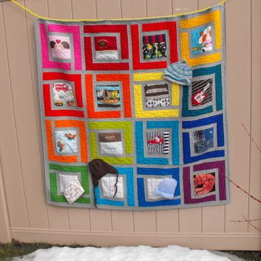Custom Made Baby Clothes (T-Shirt) Memory Quilt - Large Size Approx 48" X 48" (16 Squares)