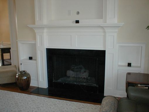 Custom Made Built In Fireplace Mantle For Flat-Screen Tv, Side Cabinets