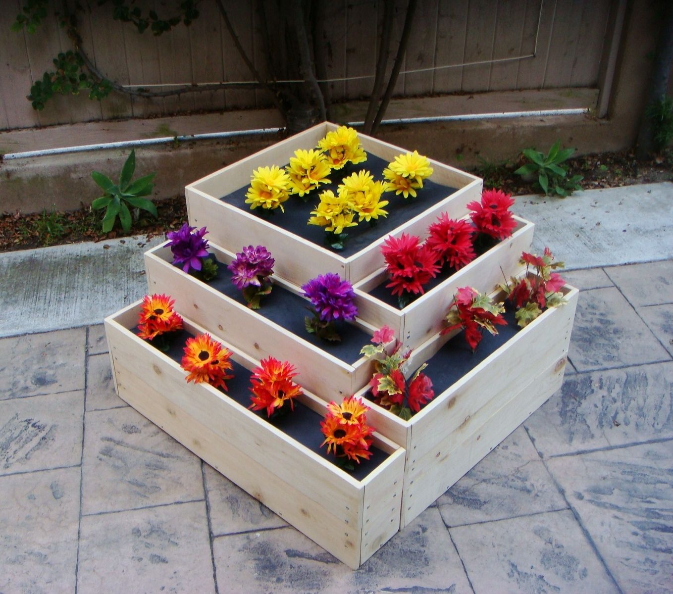 Hand Crafted Wood Planter: "Cascade". 36 X 36 X 20 Inch ...