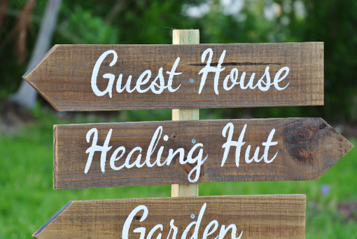 Custom Made Guest House Destination Signs, Wooden Hotel Decor, Garden Sign Post