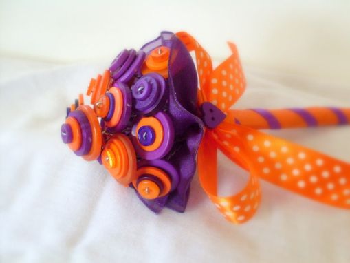Custom Made Purple And Orange Buttons Mini Bouquet