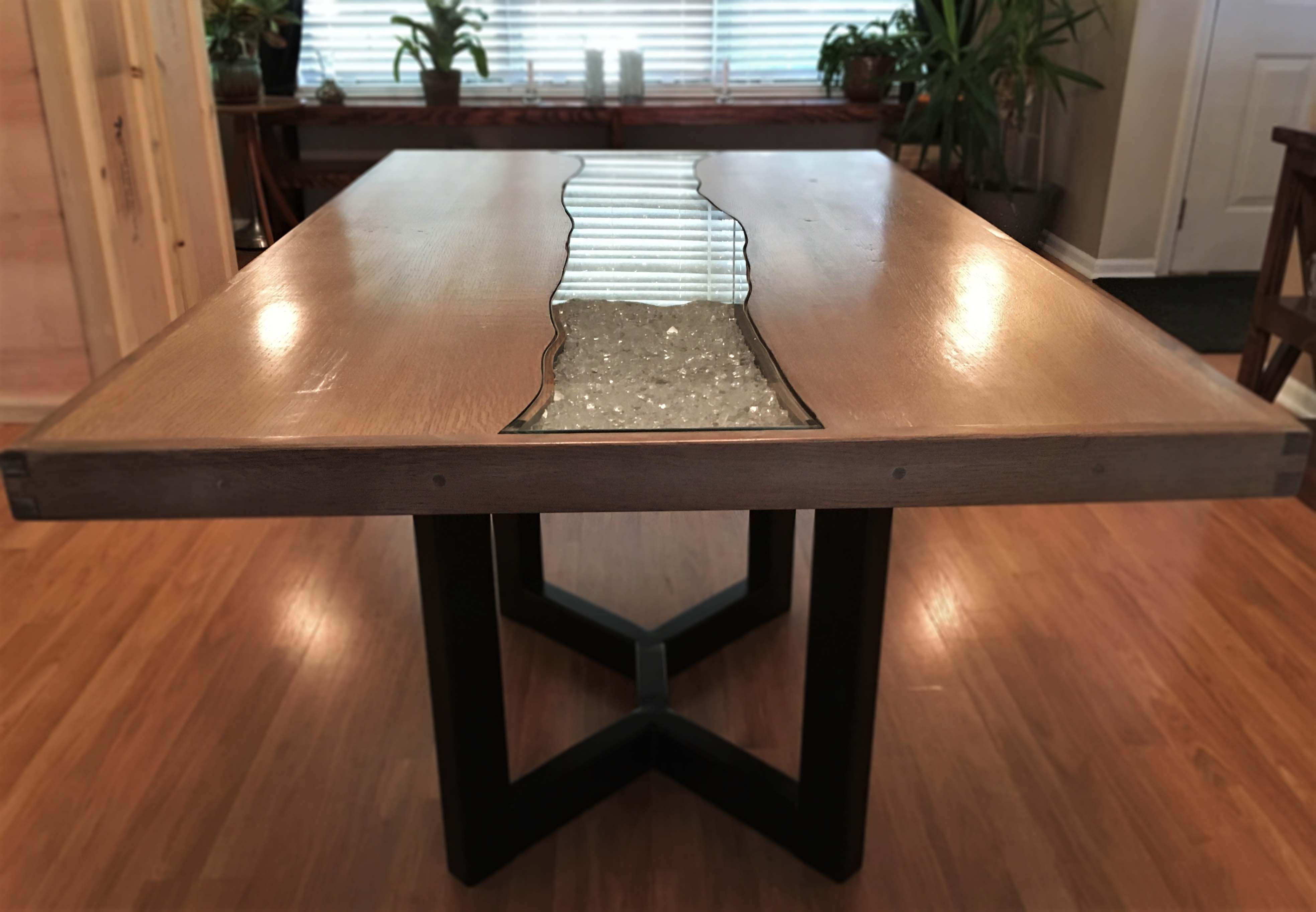 Hand Crafted Starlight Glowing River Dining Table - White Oak by Great