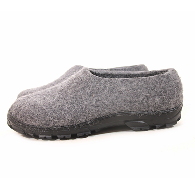 Custom Made Men's Eco-Friendly Wool Moccasin Slippers Gray