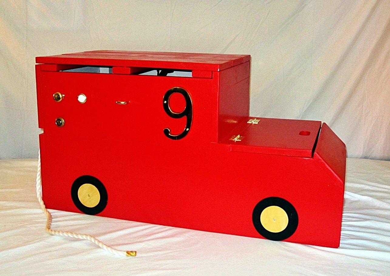 fire truck toy box and desk