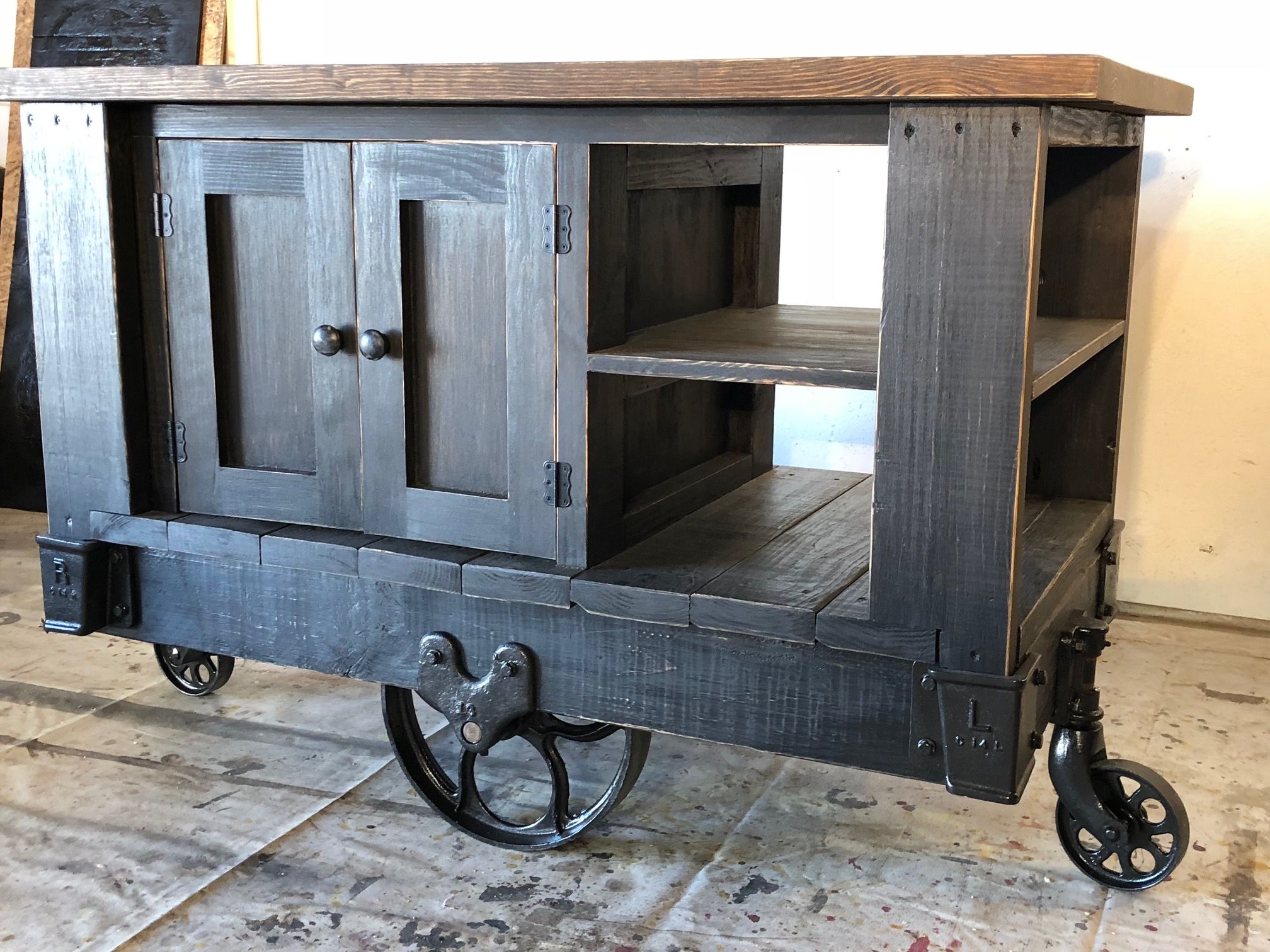 Buy Hand Made Industrial Cart Kitchen Island, made to order from THH