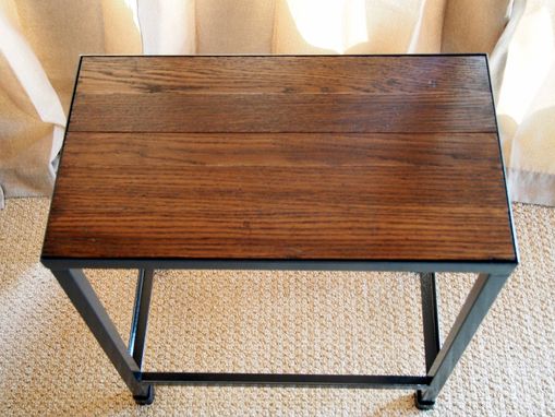 Custom Made Industrial Chic Side Table - Rustic Oak