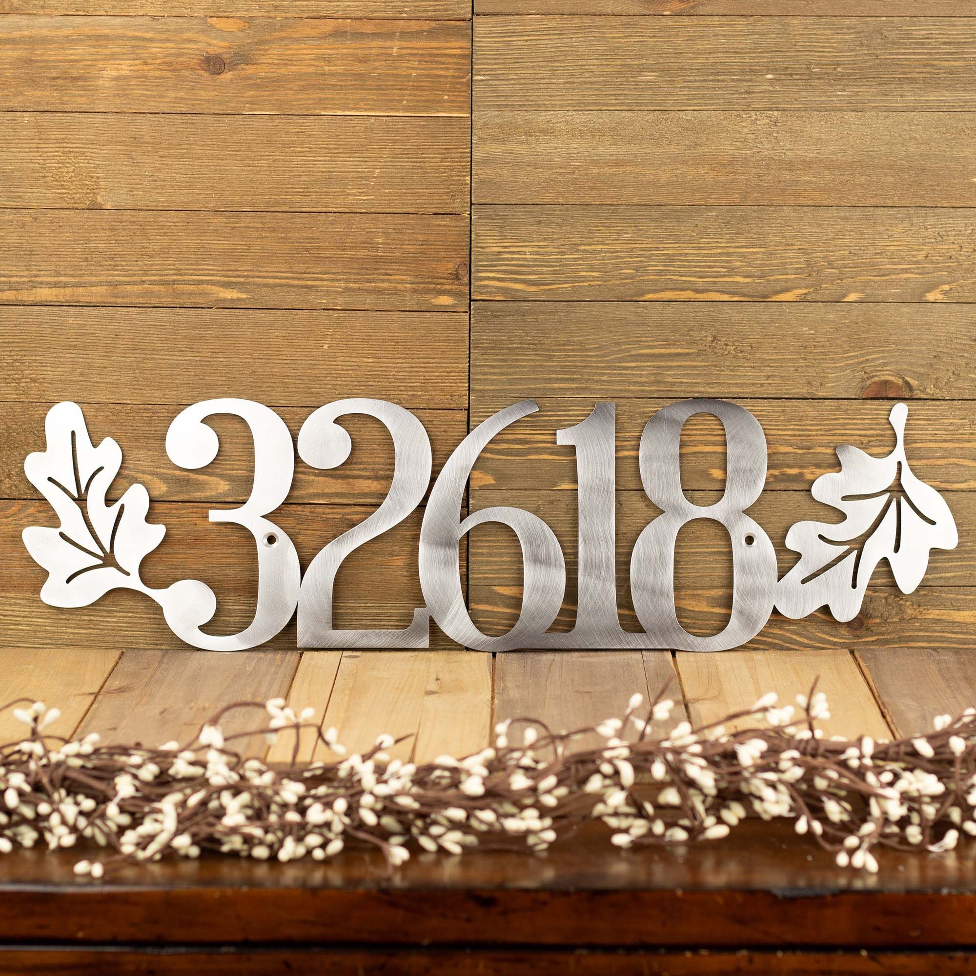Buy Hand Made House Number Plaque With Oak Leaves, Metal House Numbers, Custom Metal Sign