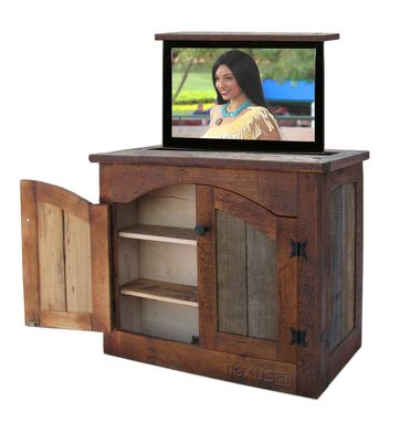 Custom Made Rustic Tv Lift Cabinet - Small
