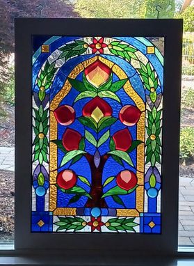 Custom Made Stained Glass Panel - Tree Of Immortality