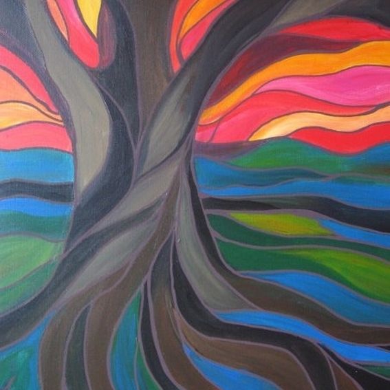 Hand Made Original Acrylic Painting Of Whimsical Trees by Kelly's Art ...