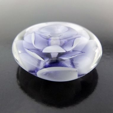 Custom Made Ink Lotus Bead Button Handmade Lampwork Glass By Gemfox Sra Usa