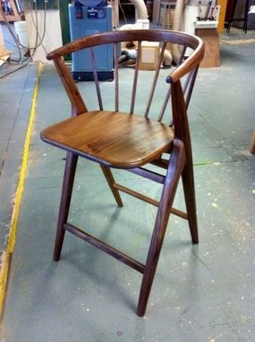 Custom Made Danish Modern-Inspired Walnut Counter-Height Bent Back Chairs