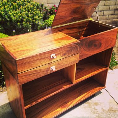 Custom Made Vinyl Record Player Console And Record Storage Cabinet