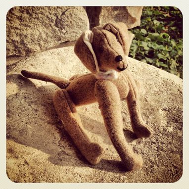 Custom Made Jointed Dog // Mini // Vintage Style // Hand Stitched Details // Heirloom