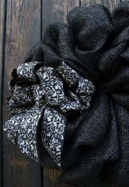 Custom Made Black Faux Burlap Wreaths For Double Doors