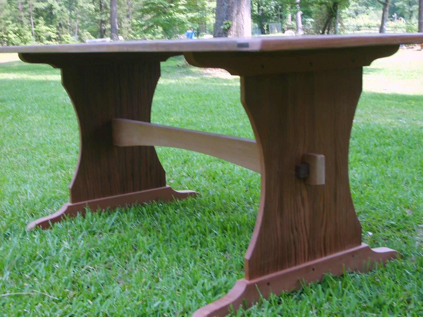 Custom Reclaimed Redwood Trestle Table by Norm's Custom Woodworking