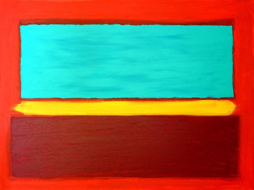 Custom Made Acrylic Abstract Painting Original Art Teal Purple Red Rothko On Canvas Titled: The Divide