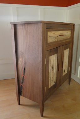 Custom Made Walnut And Spalted Sycamore Media Cabinet