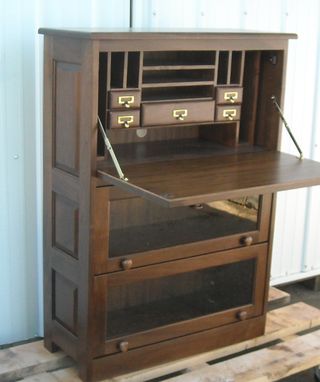 Custom Made Barrister Bookcase, Drop Front Computer Desk