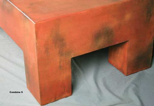 Custom Made Unique Modern Coffee Table. Orange. Bench. Steel. Chunky And Industrial. Customizable.