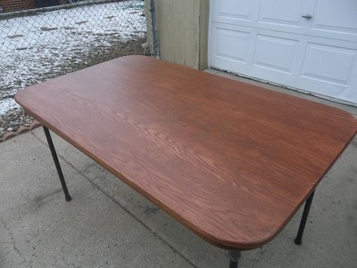 Custom Made Rustic Oak Industrial Dining Table