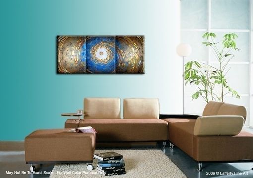 Custom Made Abstact Blue Gold Original Art, Metallic Painting, By Dan Lafferty - 54x24 - Sale 22% Off