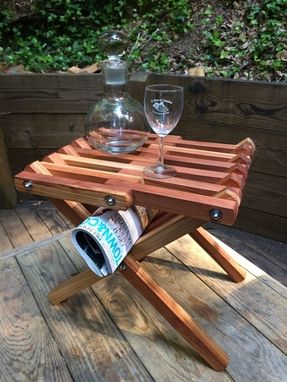 Custom Made Folding Redwood Side Table