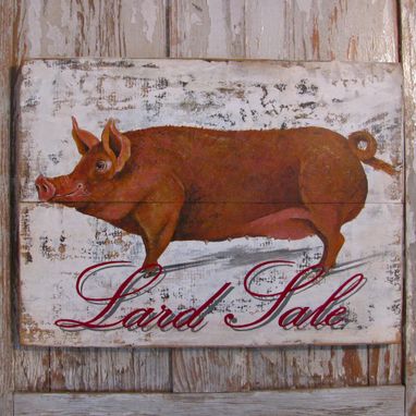 Custom Made Pig Painting Kitchen Sign On Repurposed Wood