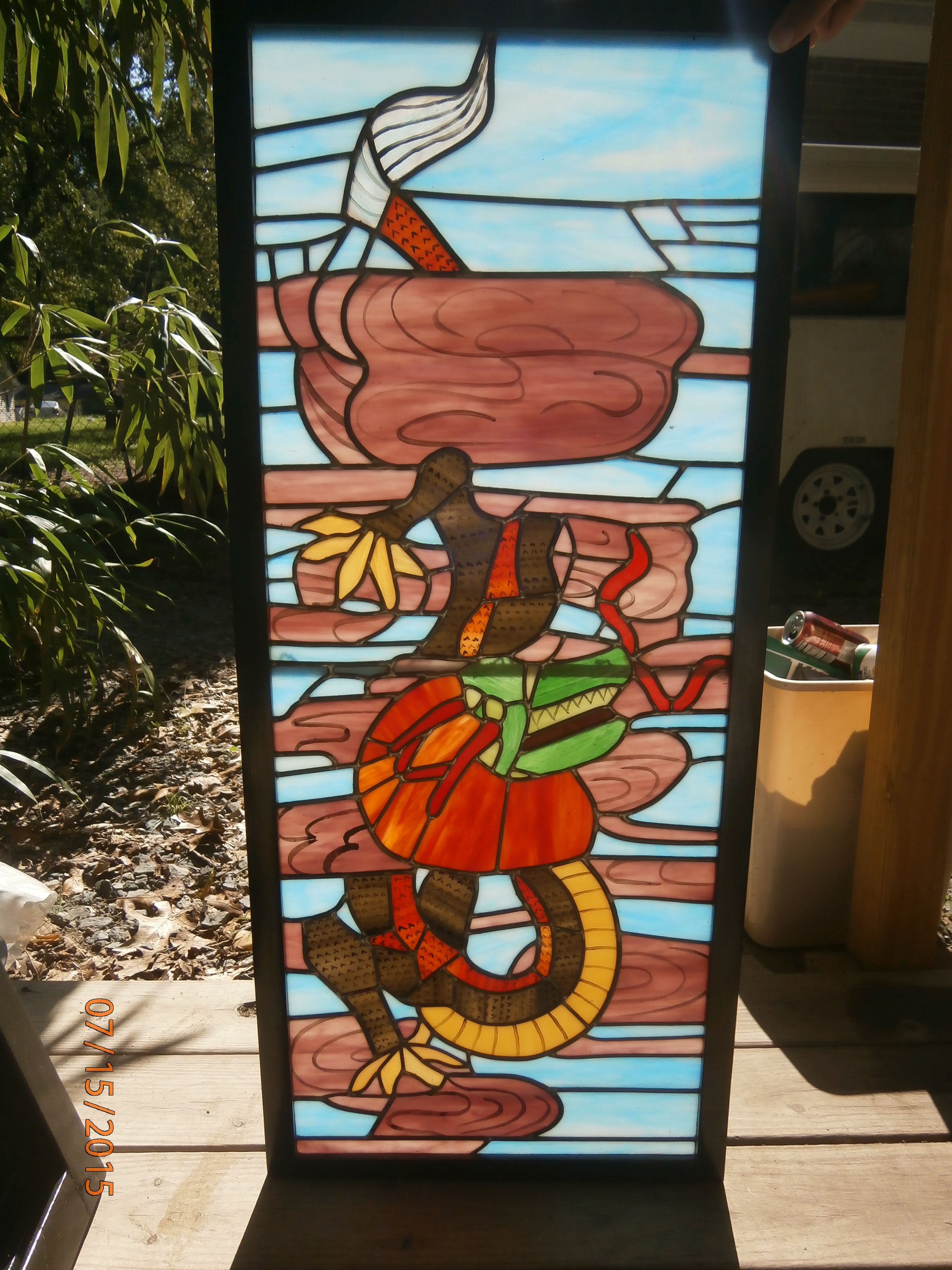 Buy Hand Crafted Four Panels Stained Glass Room Screen By July 30, made