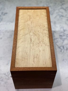 Custom Made Handmade Mahogany And Birdseye Maple Keepsake Box For Jewelry, Heirlooms, Storage, Collectibles,