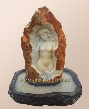 Custom Made Nude Maiden Carved Inside Stone Rock Fountain