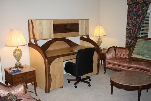 Custom Made Custom Made Walnut And Ash Wood Desk With A Secret Lock For Maximum Security!