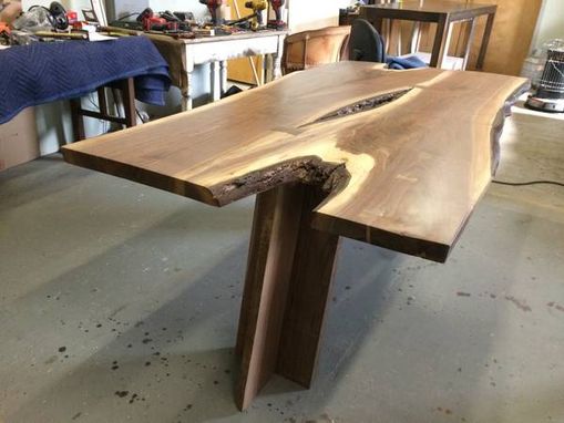 Custom Made Live Edge Local Black Walnut Table With Some Bark And Interesting Shaping