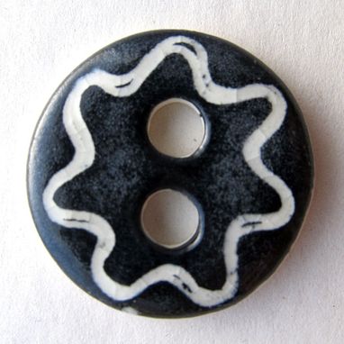 Custom Made Handmade Carved Ceramic Button One Button